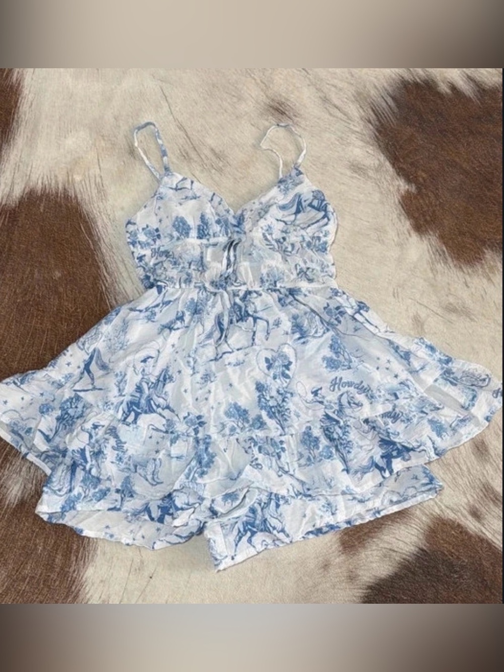Women's western One-Piece Romper with dress overlay